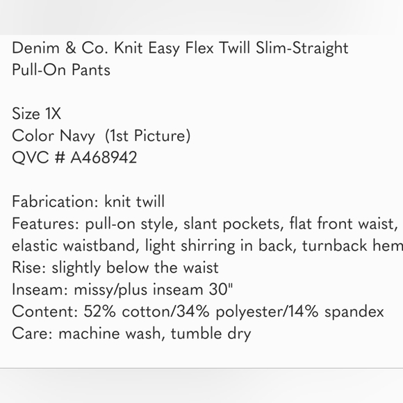 Denim & Co Knit Easy Flex Twill Slim-Straight Pull-On Pants - Picture 3 of 3